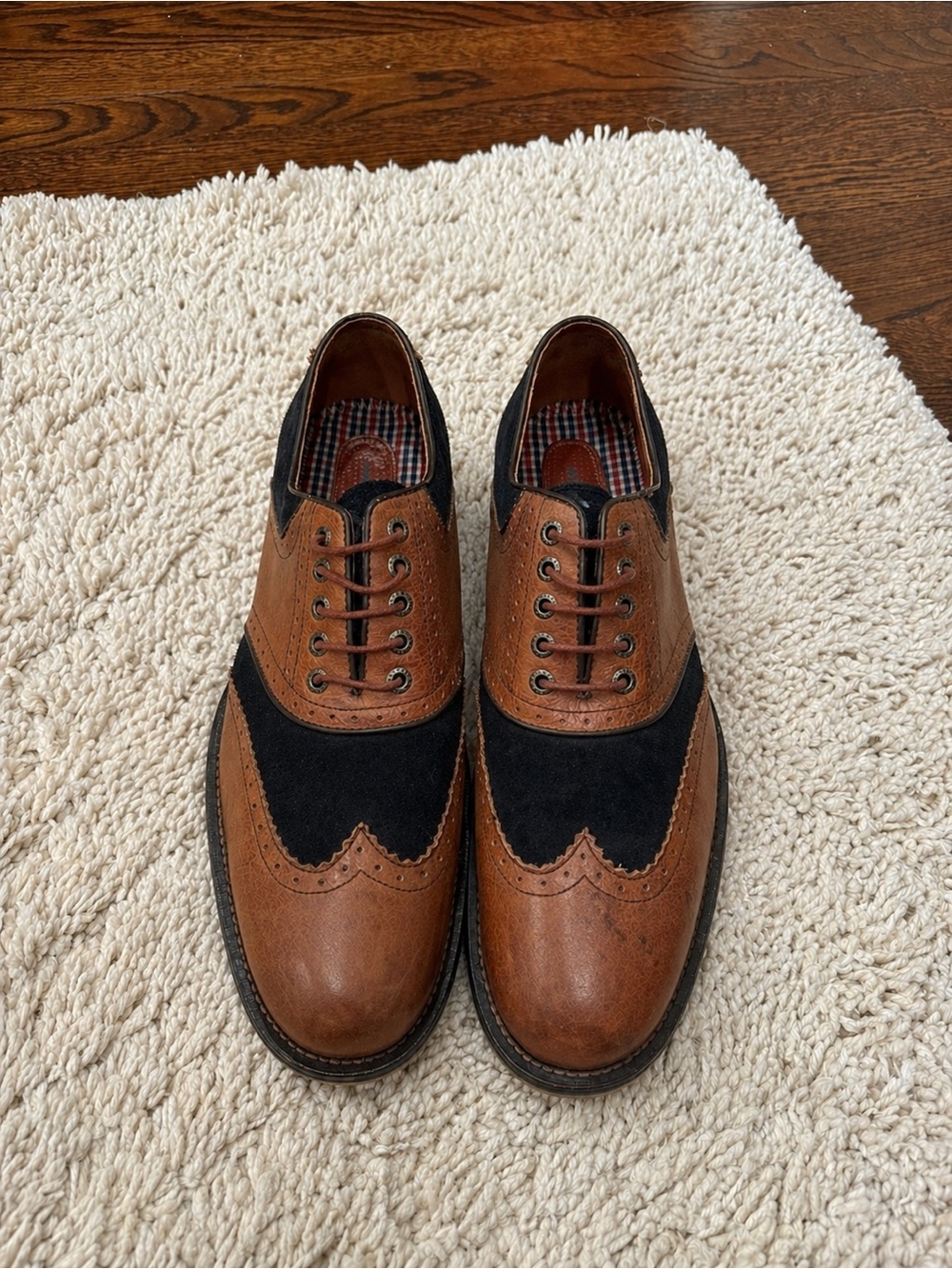 Johnston & Murphy Brown and Black Two-Tone Wingtip Oxfords